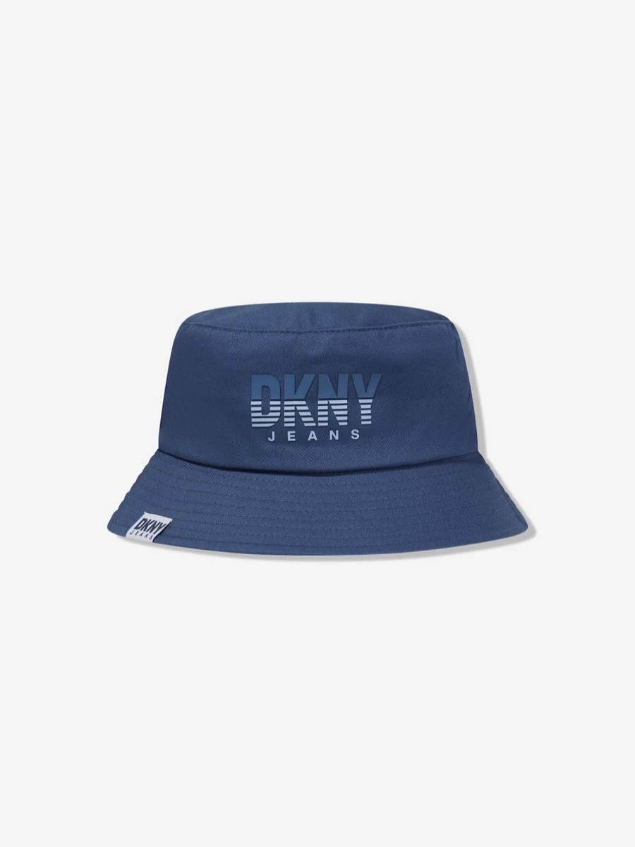 DKNY Teen Boys' Blue Logo Bucket Hat for Casual Wear