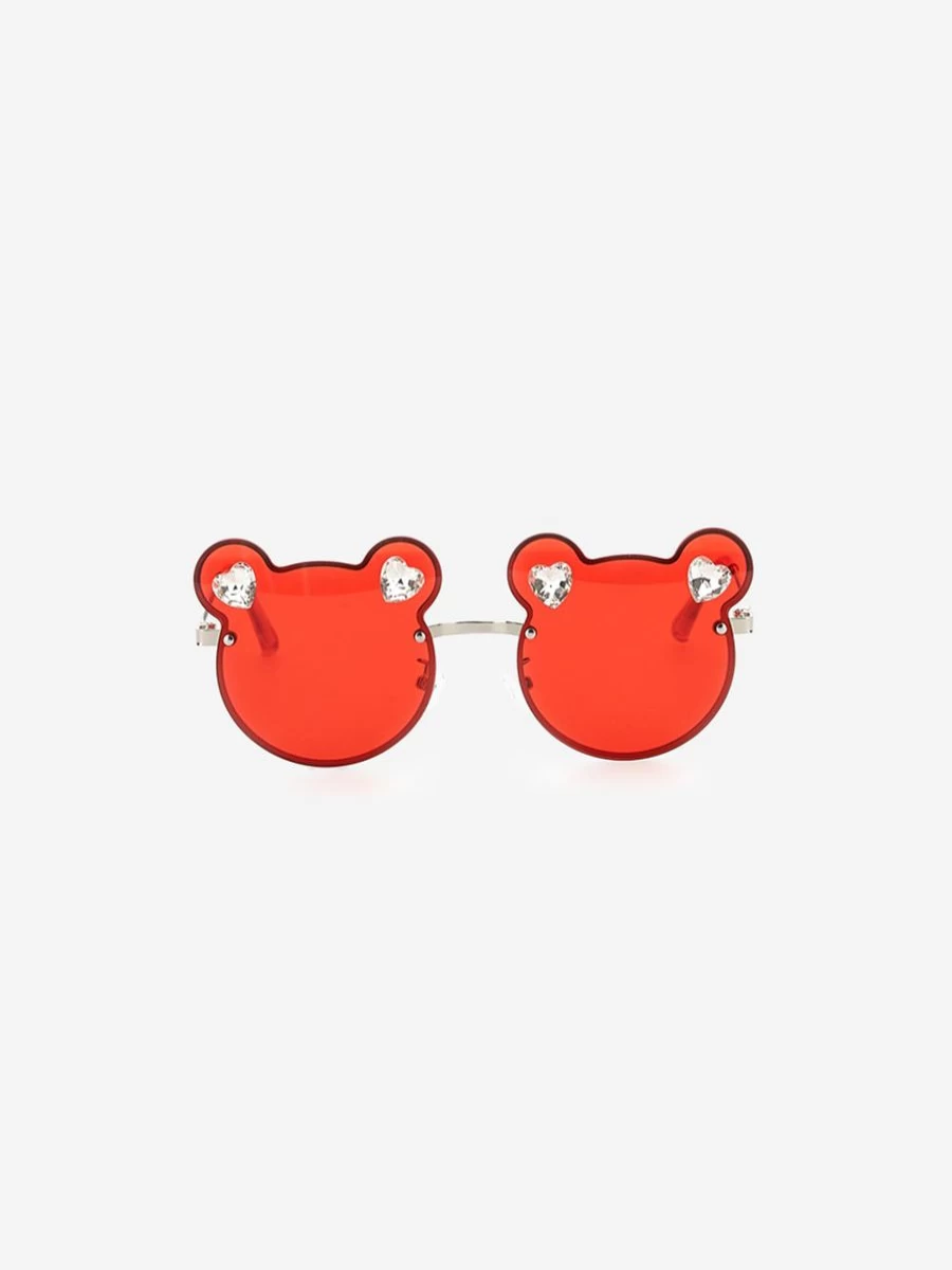 Monnalisa Girls Red Teddy Bear Sunglasses with Protective Case for Kids