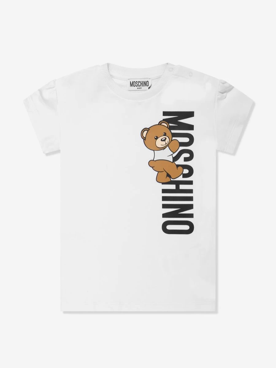 Moschino Kids Baby Girls White Teddy Logo Jersey Dress
