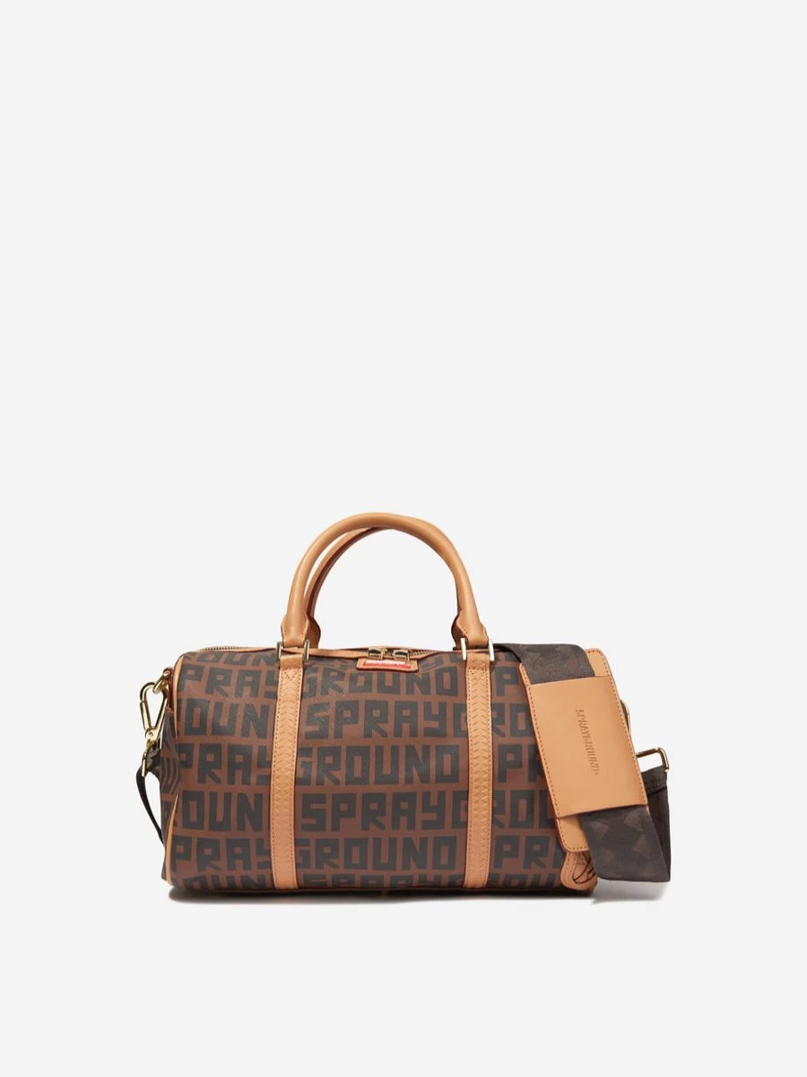 Sprayground Boys Mini Duffle Bag - Brown Infiniti Money Check Design for Kids
