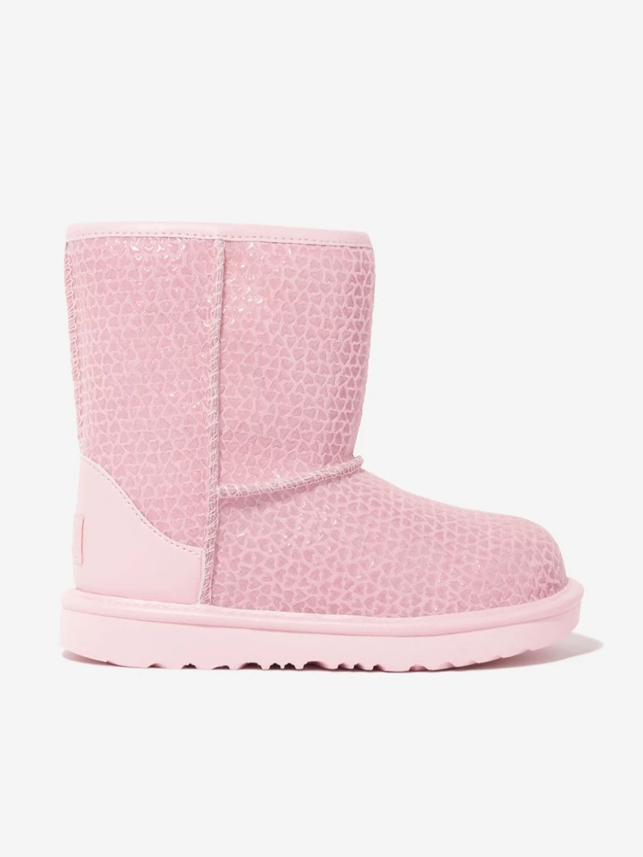 UGG Girls' Classic II Gel Hearts Boots - Pink Winter Booties for Kids