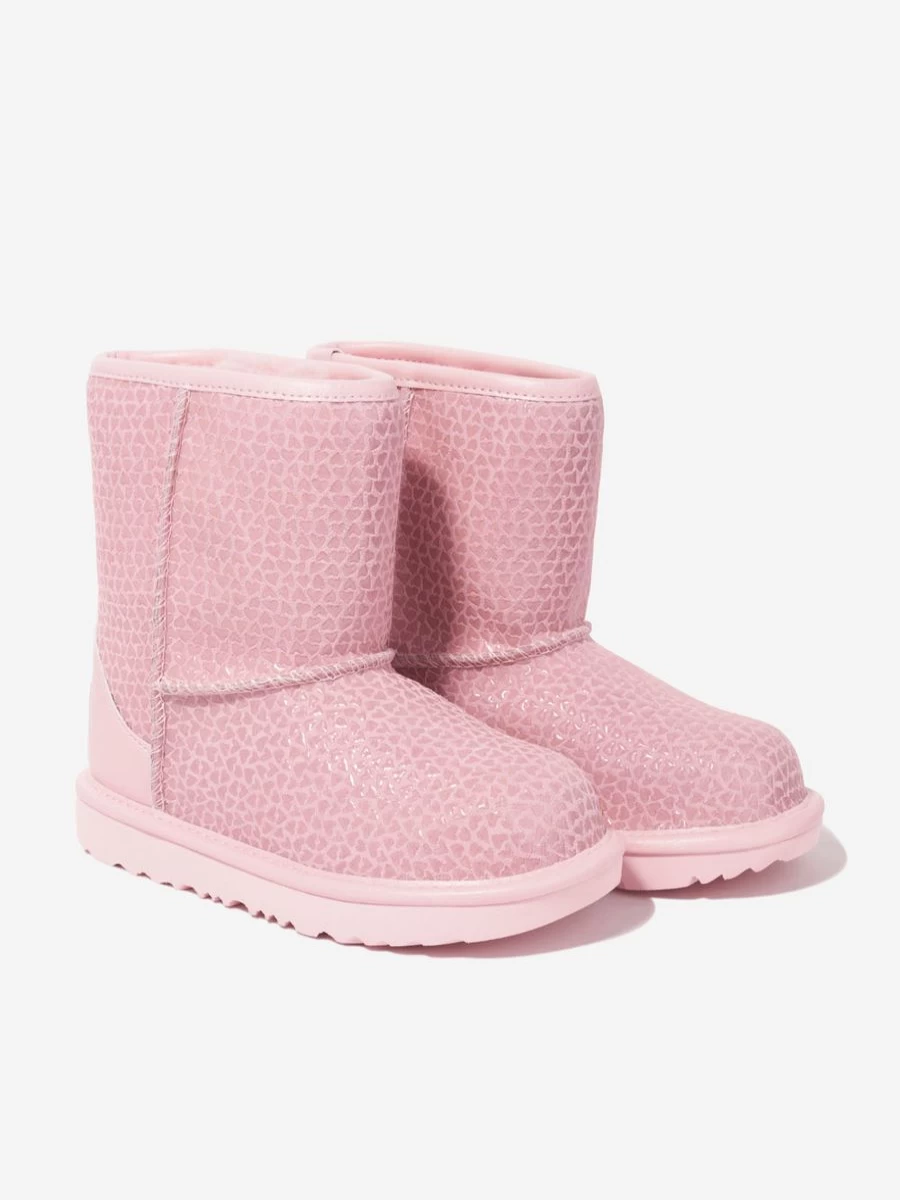 UGG Girls' Classic II Gel Hearts Boots - Pink Winter Booties for Kids