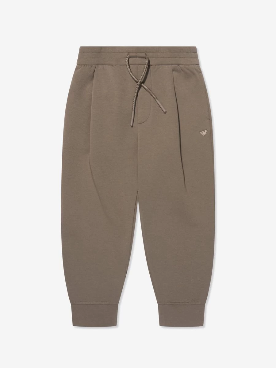 Emporio Armani Boys' Brown Logo Joggers - Casual Comfort Pants for Kids
