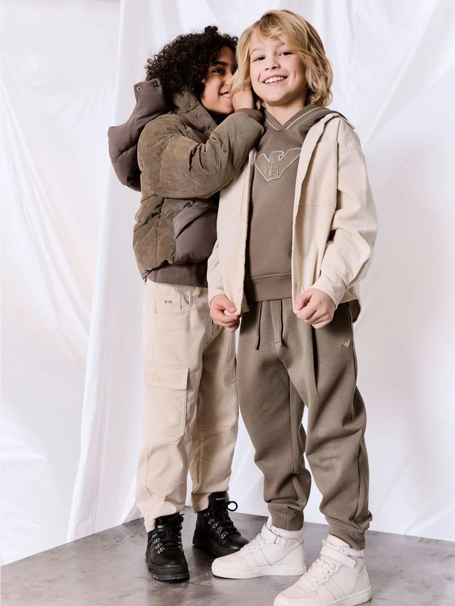 Emporio Armani Boys' Brown Logo Joggers - Casual Comfort Pants for Kids