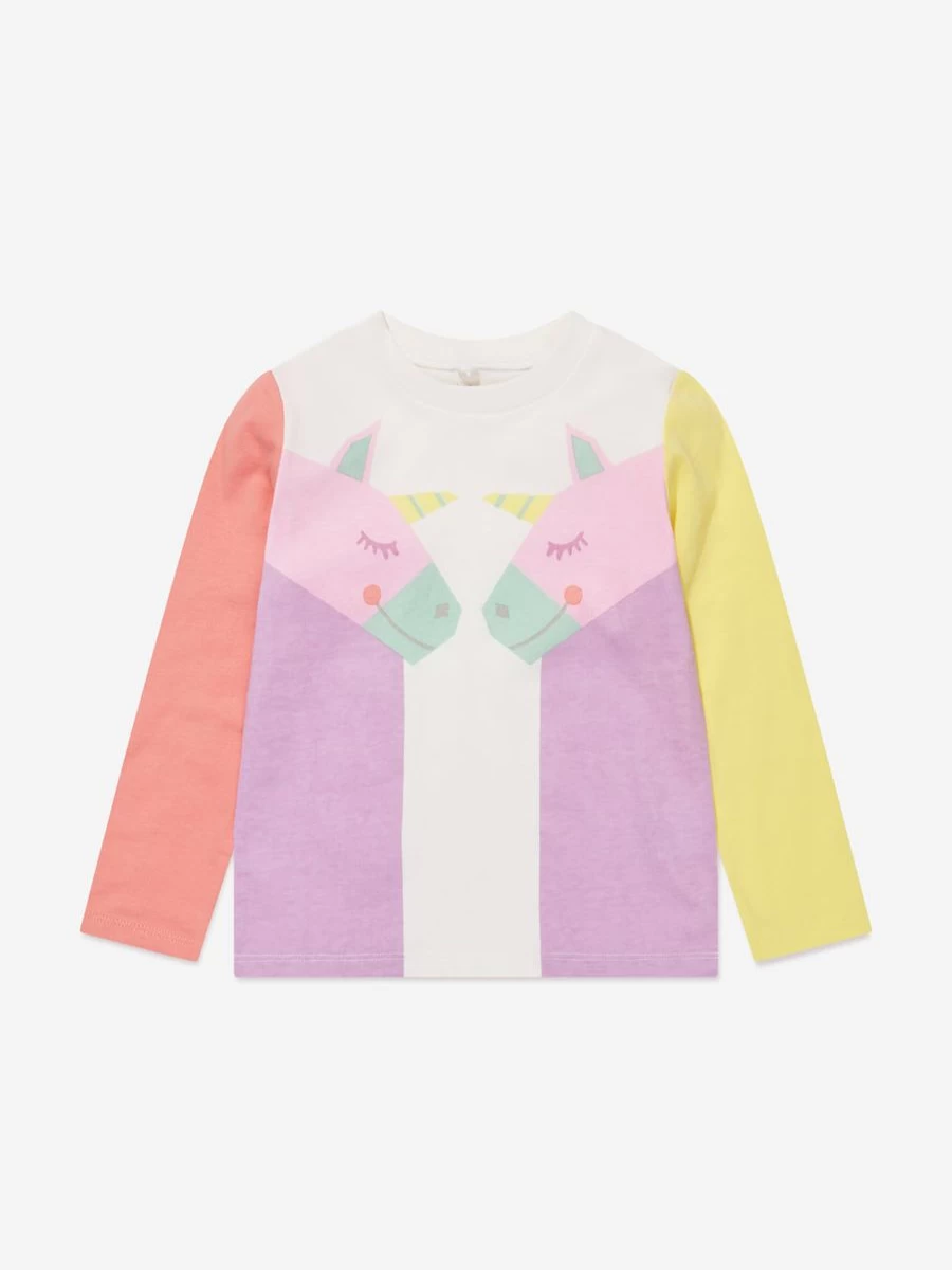 Stella McCartney Kids Unicorn Print Long Sleeve T-Shirt for Teen Girls - Colorful Design