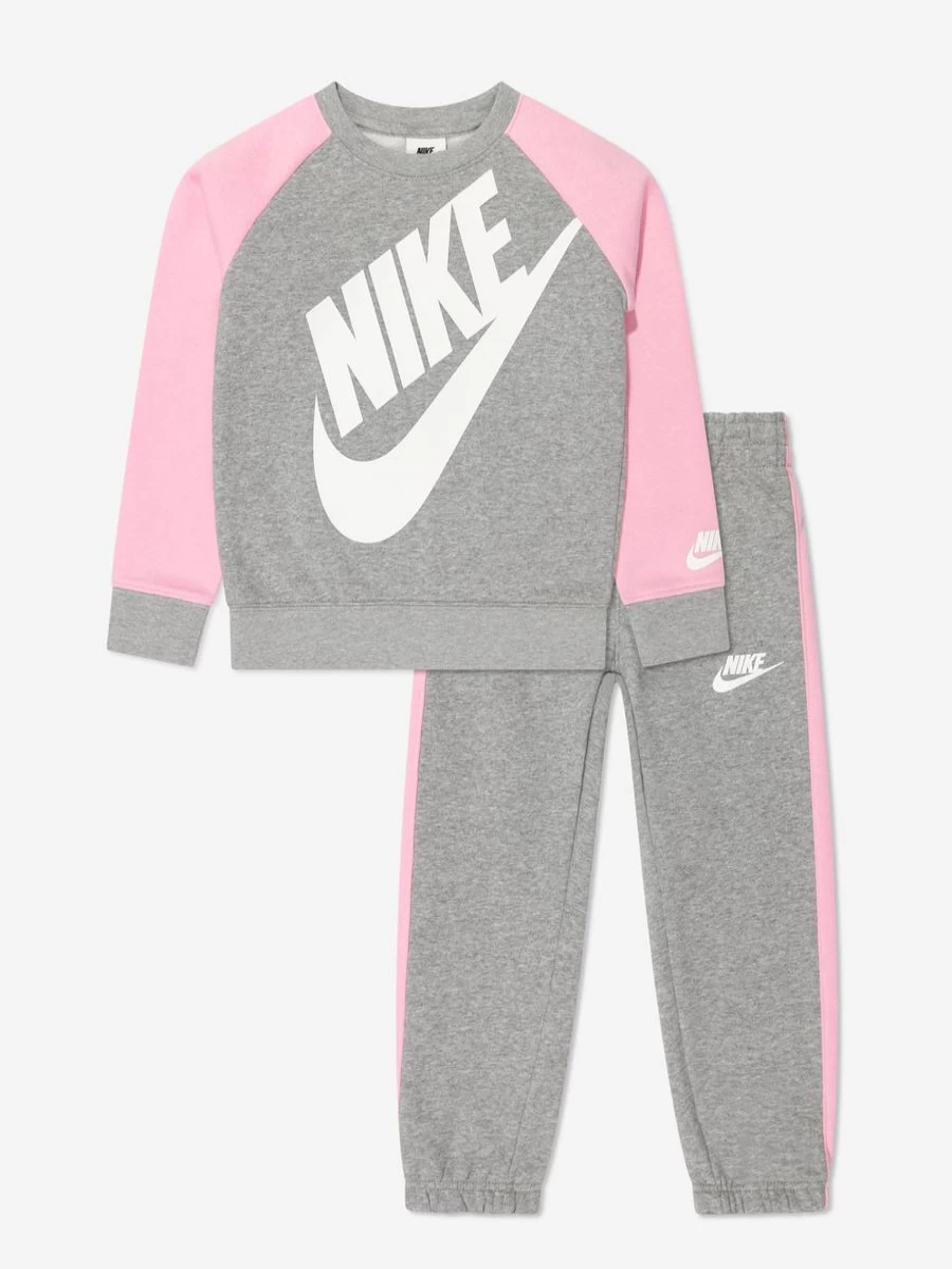 Nike Girls Futura Oversized Grey Crewneck Tracksuit Set