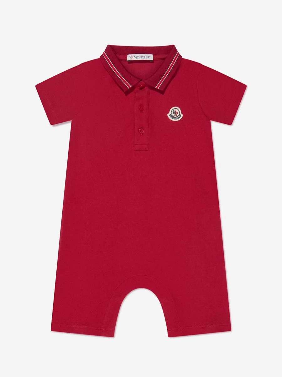 Moncler Enfant Baby Boys Red Polo Romper - Stylish & Comfortable Outfit