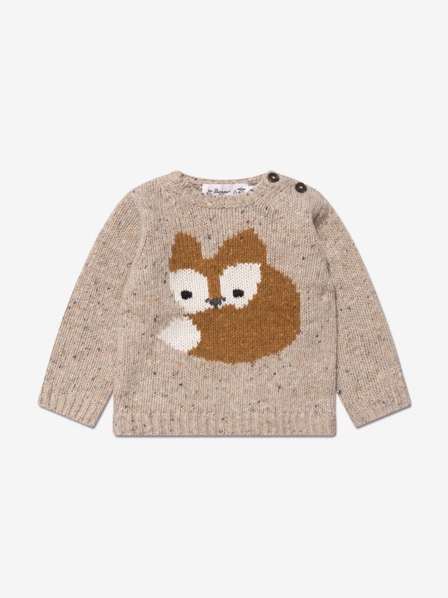 Bonpoint Boys Grey Wool Jumper - Blumaro Collection Baby Sweater