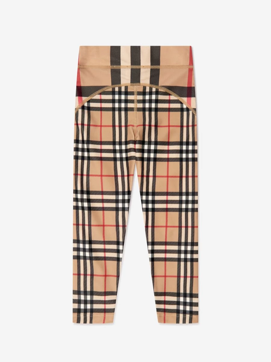 Burberry Kids Girls Isabella Check Pattern Leggings in Beige