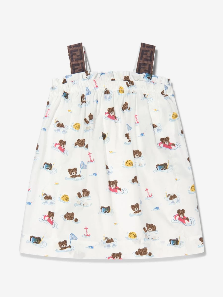 Fendi Kids Baby Girls White Bear Dress with Knickers | Stylish and Comfortable Toddler Outfit