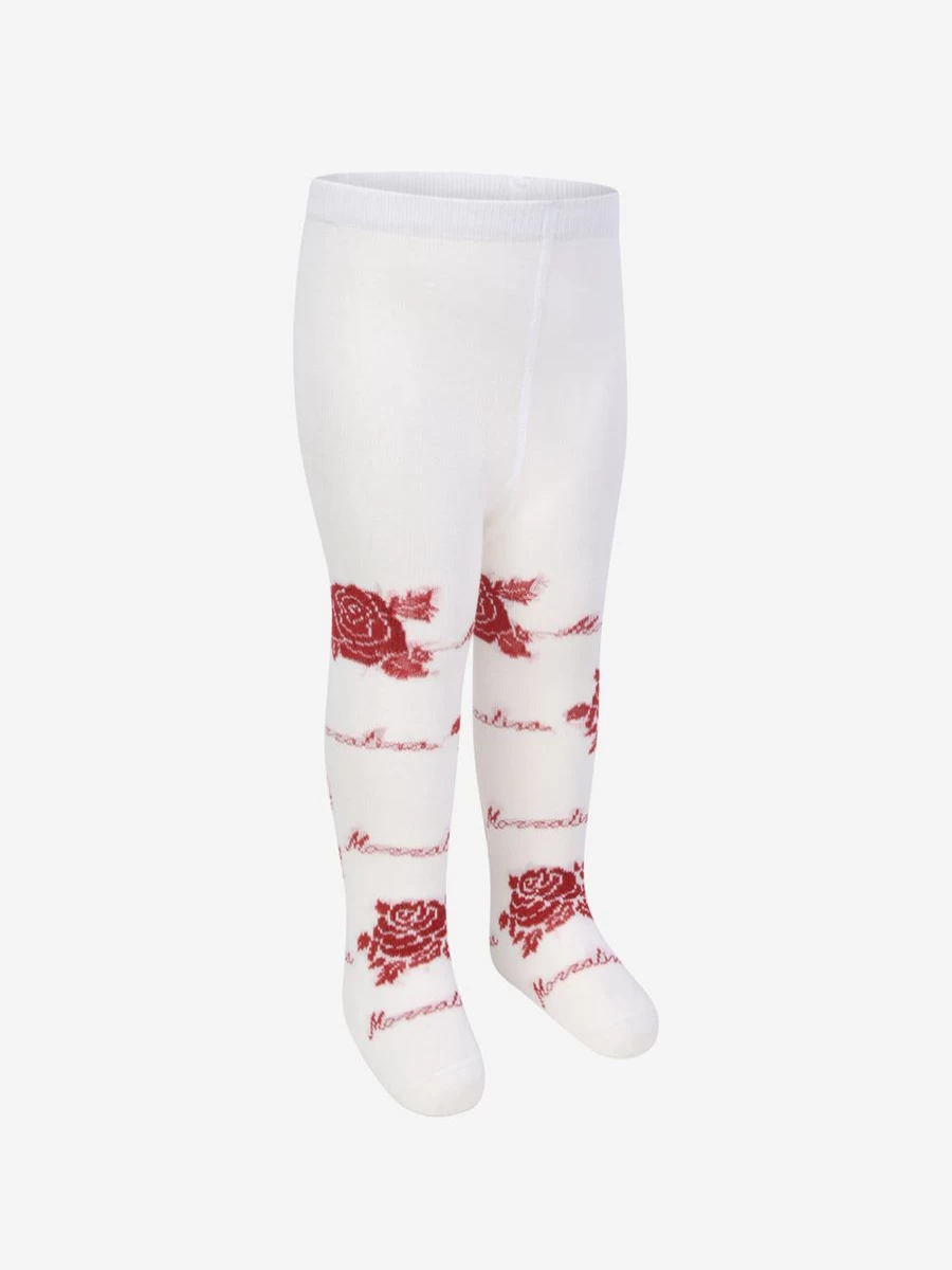 Monnalisa Teen Girls' Red Rose Pattern Tights for Stylish Outfits