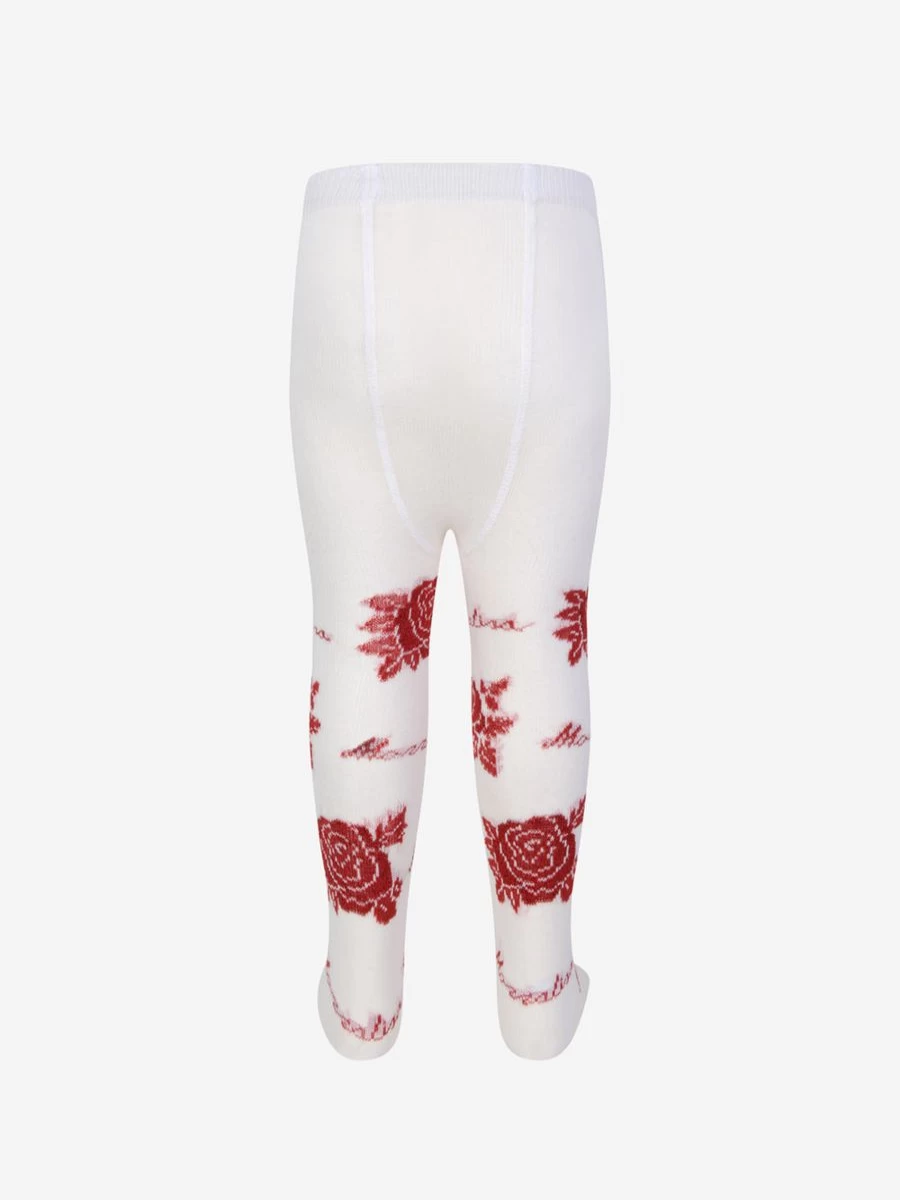 Monnalisa Teen Girls' Red Rose Pattern Tights for Stylish Outfits