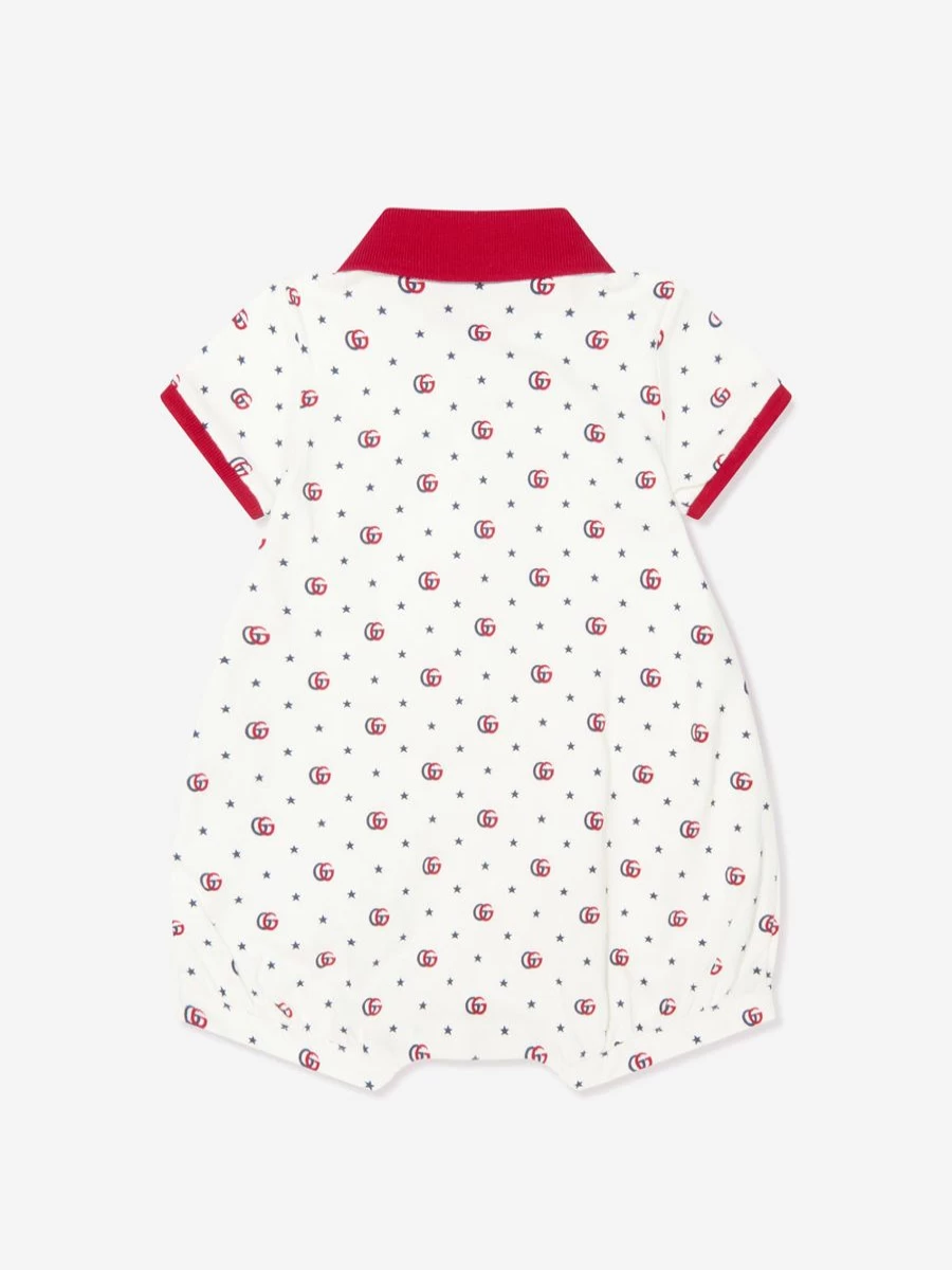 Gucci Kids Baby Girls GG Logo White Romper - Official Collection