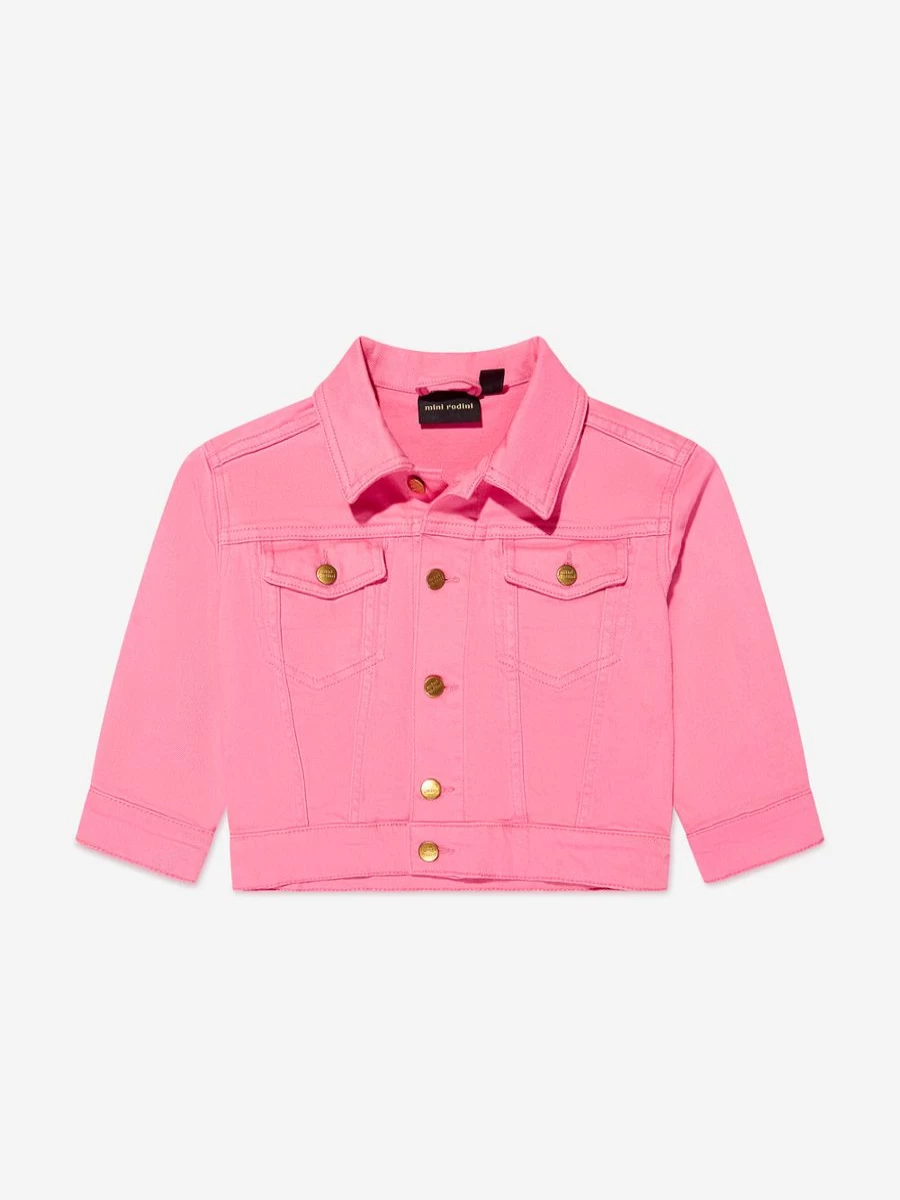Mini Rodini Girls Organic Cotton Pink Nessie Jacket - Eco-Friendly Kids Outerwear