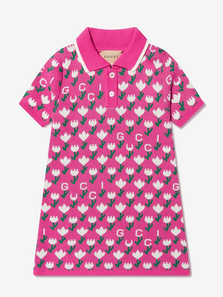 Gucci Kids Baby Girls Pink Knitted Logo Dress