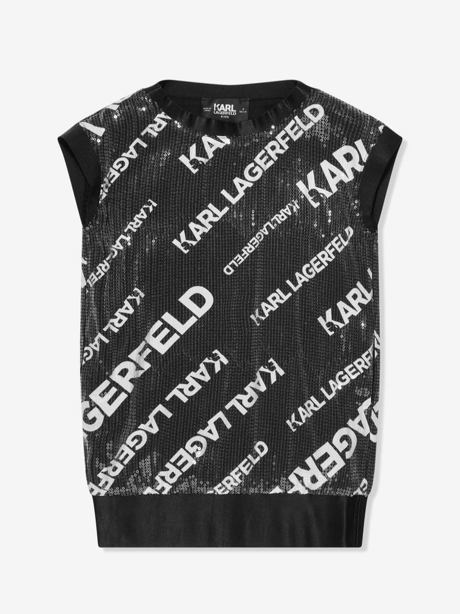 Karl Lagerfeld Teen Girls Black Sequin Logo Party Dress