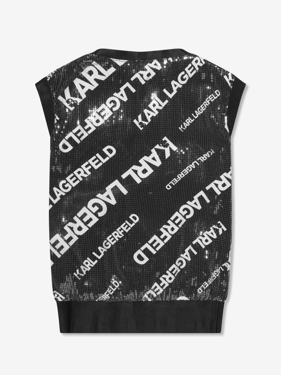 Karl Lagerfeld Teen Girls Black Sequin Logo Party Dress