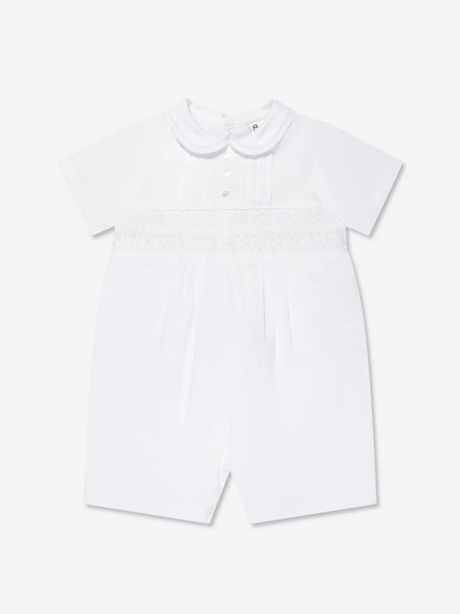 Sarah Louise Baby Boys White Romper - Soft & Comfortable Outfit for Infants