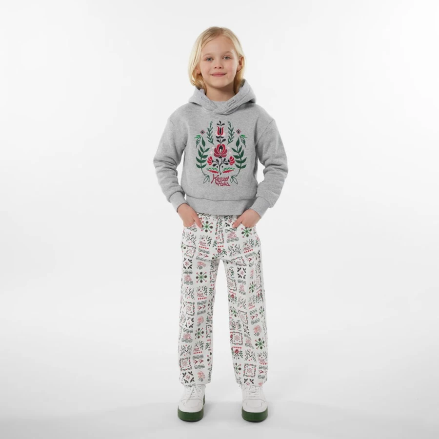 KENZO KIDS Girls Ivory Seasonal Print Trousers for Girls