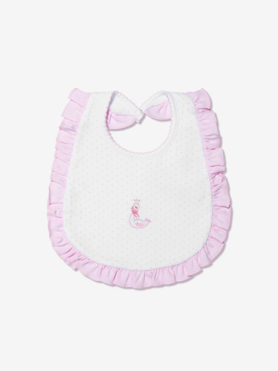 Magnolia Baby Girls White Princess Swan Embroidered Ruffle Bib for Newborns and Infants