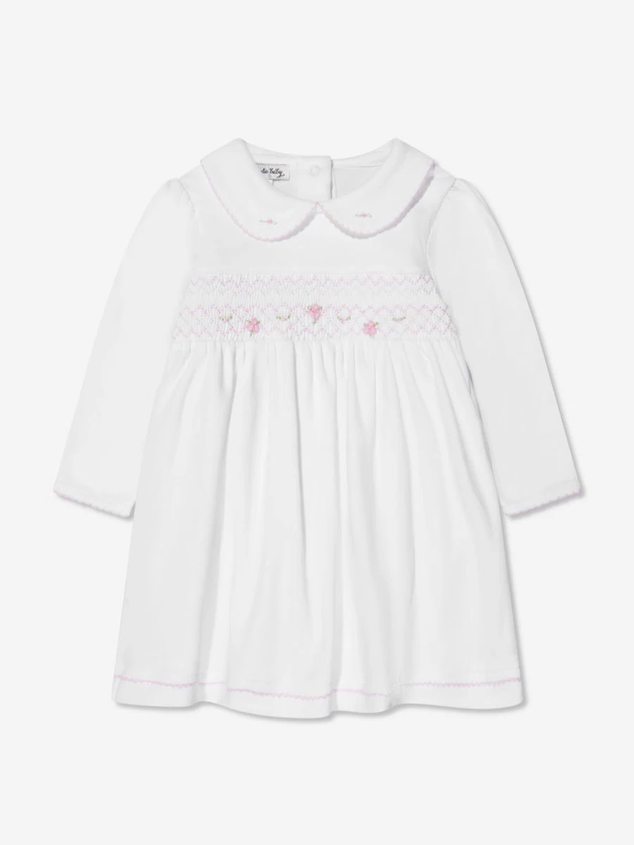 Magnolia Baby Girls White Smocked Collar Dress - Elegant & Comfortable Infant Dress
