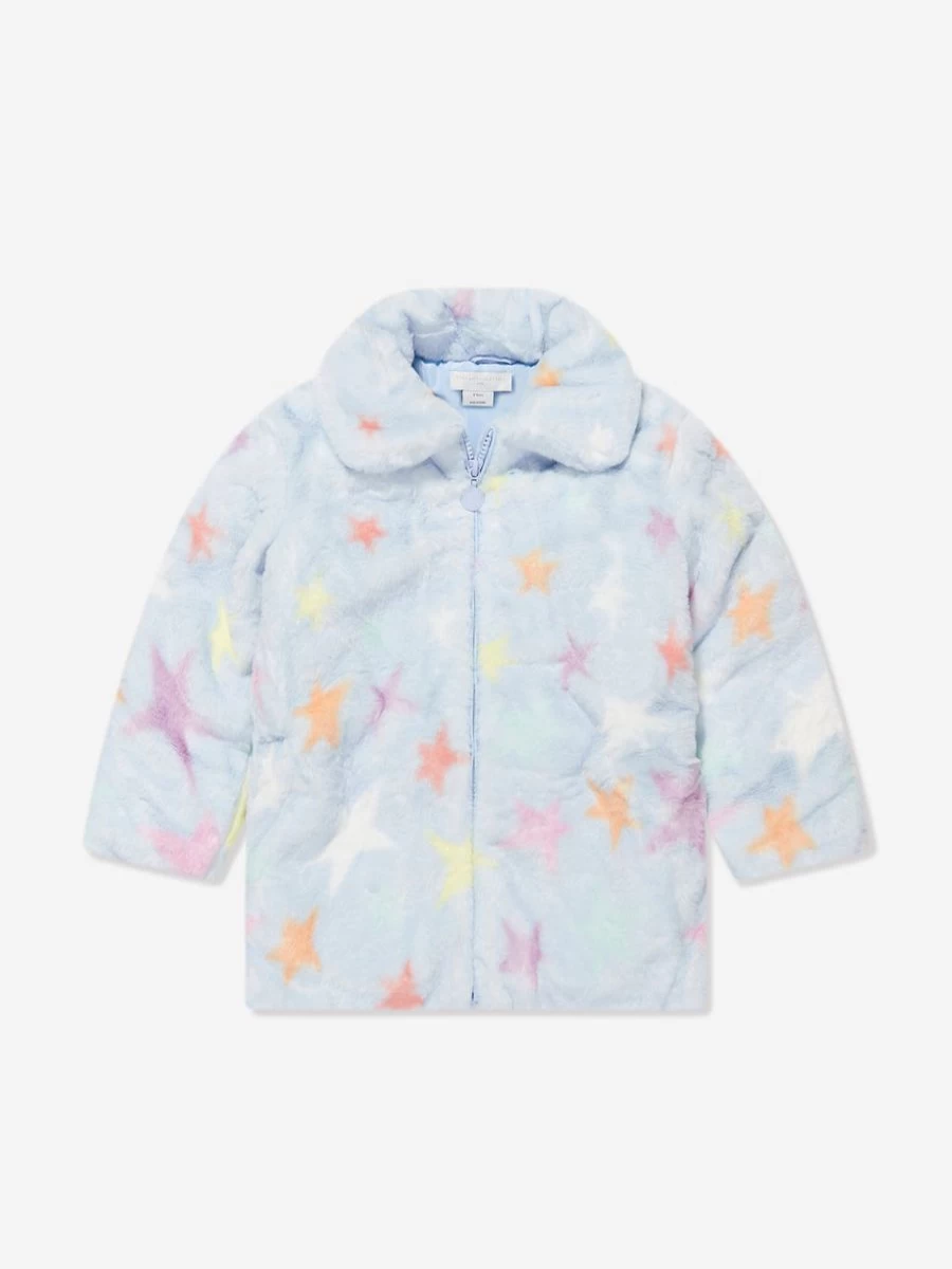 Stella McCartney Kids Blue Faux Fur Coat for Teen Girls