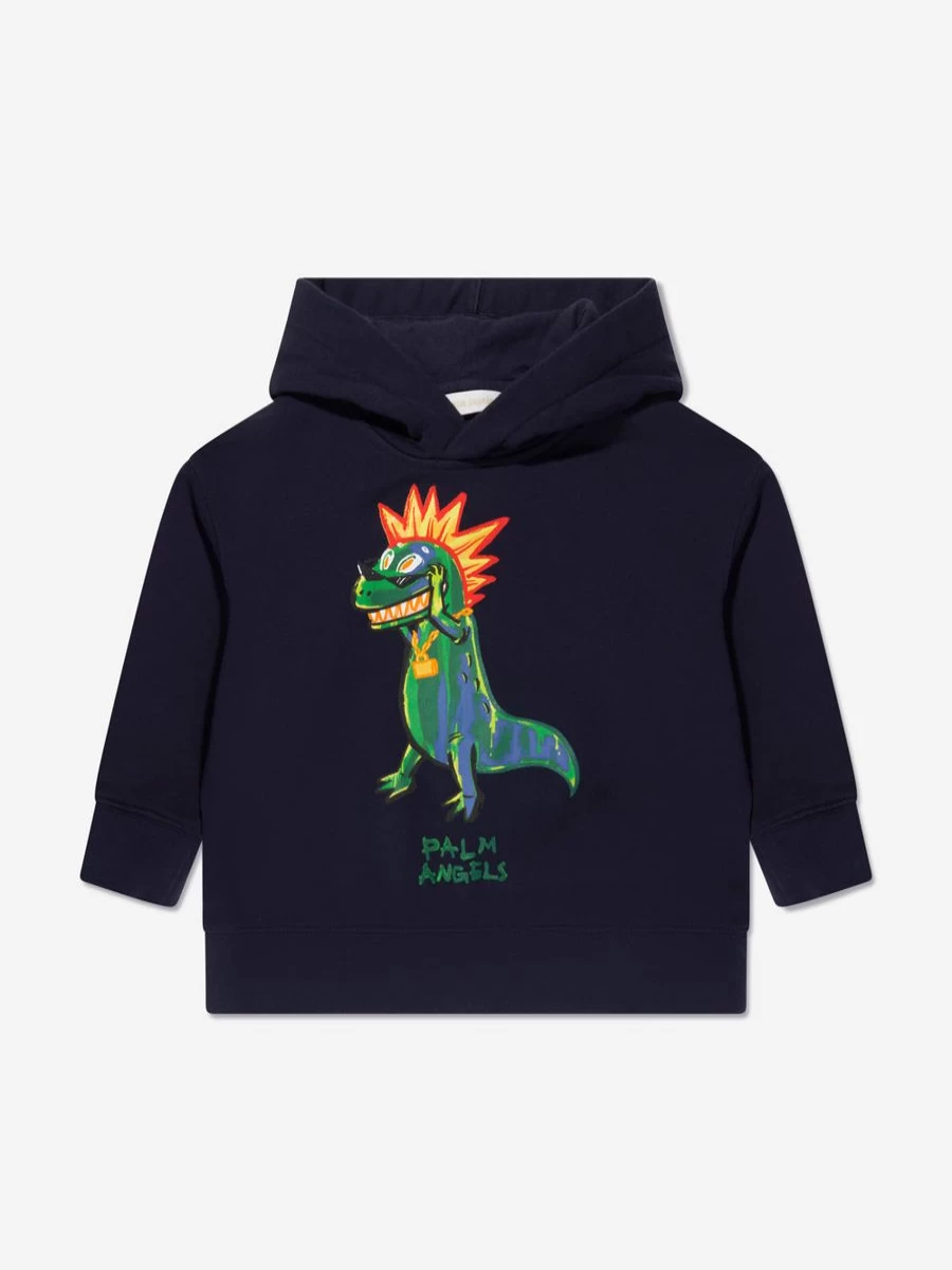 Palm Angels Teen Boys Dinosaur Punk Hoodie - Navy Blue Pullover