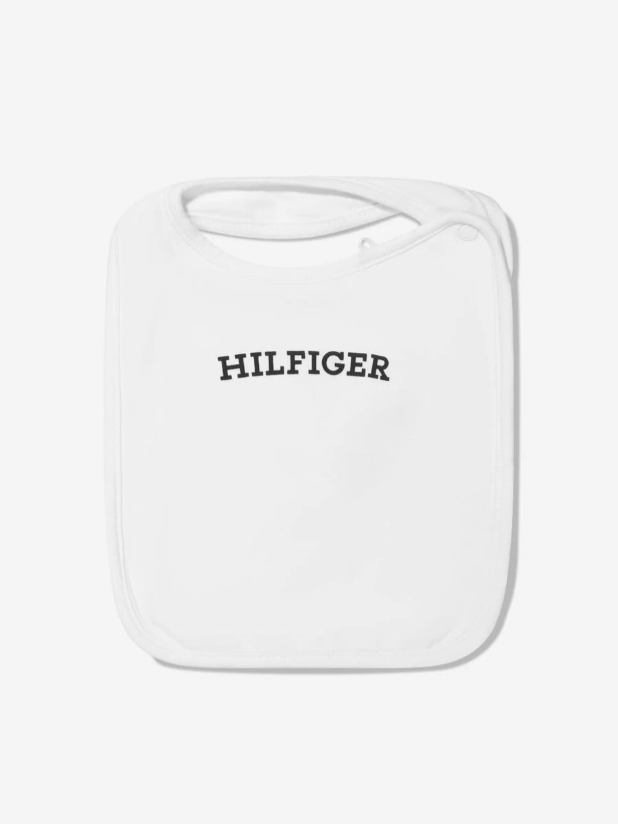 Tommy Hilfiger Baby Boys White Rib Collar Bodysuit - Soft Cotton Infant Bodysuit