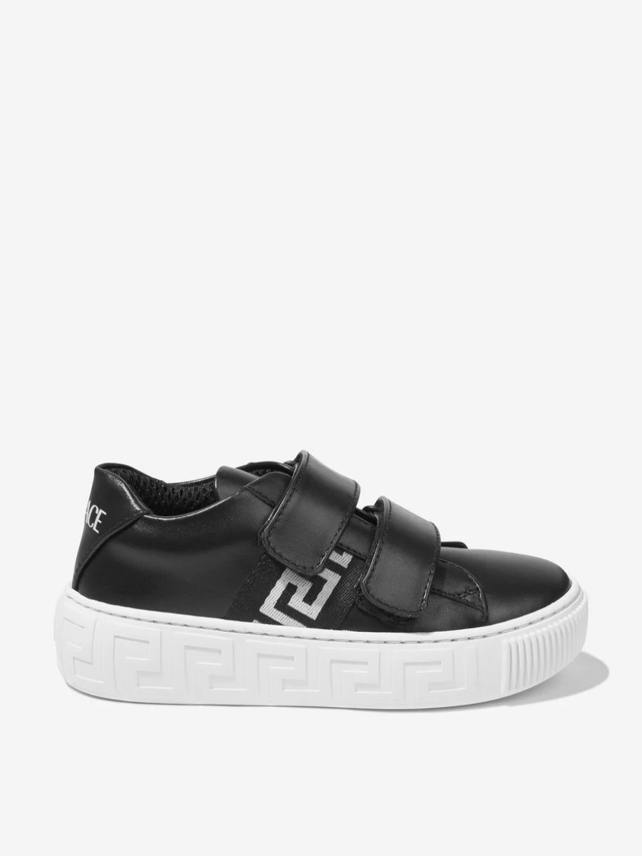 Versace Teen Leather La Greca Trainers | Stylish Sneakers for Teens by Versace