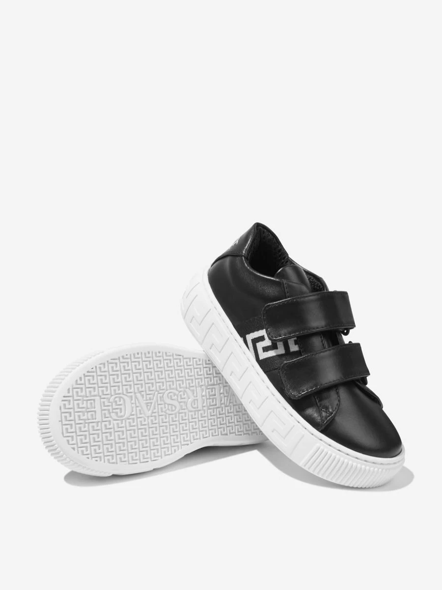 Versace Teen Leather La Greca Trainers | Stylish Sneakers for Teens by Versace