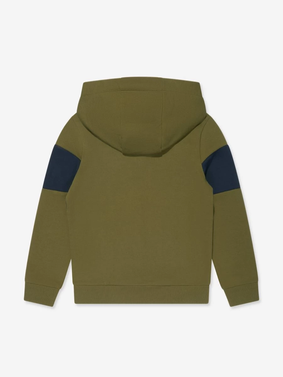 Tommy Hilfiger Boys Green Colourblock Hoodie - Essential Casual Pullover for Kids