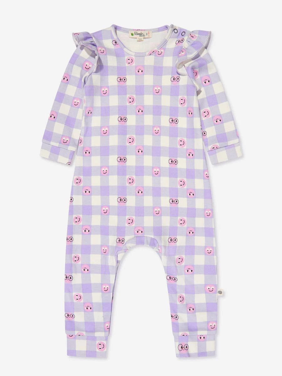 The Bonnie Mob Baby Girls Purple Cherrydrop Frill Romper - Soft & Stylish Outfit