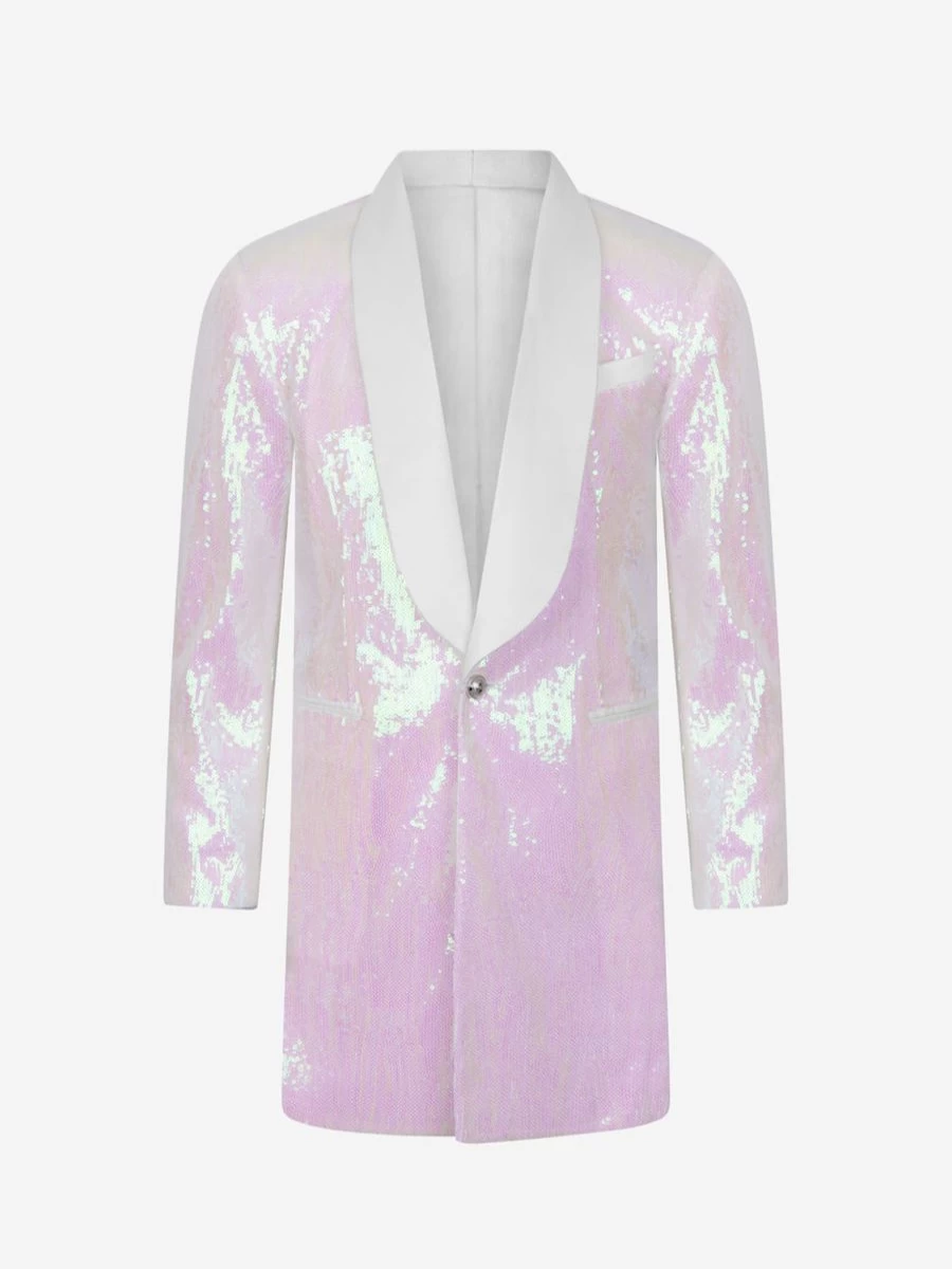 Balmain Girls Sparkling Sequins Blazer Jacket for Kids Luxury Formal Wear