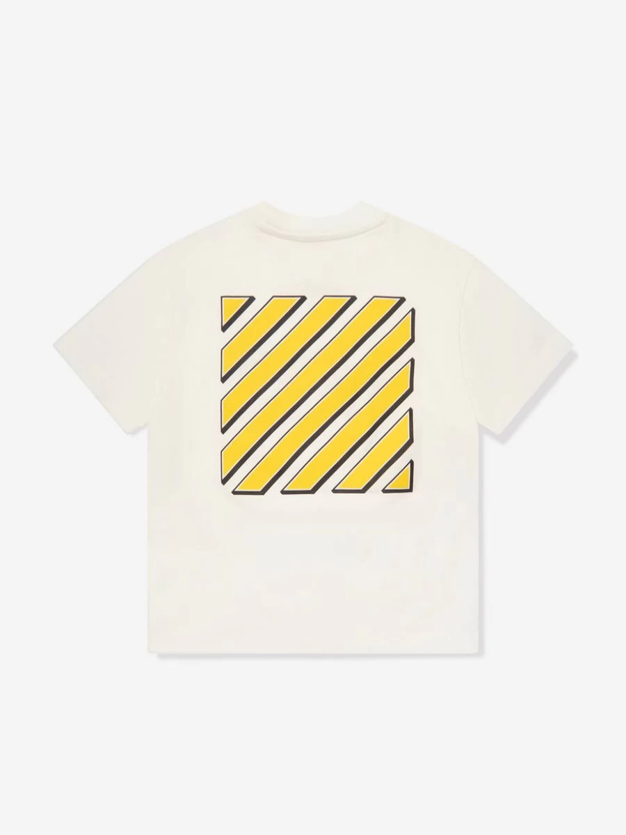 Off-White Boys' Baseball Logo White T-Shirt for Youth Sports Fans