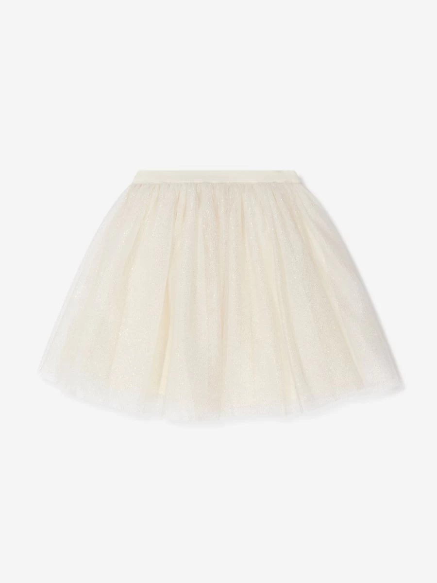 Bonpoint Girls Ivory Tulle Skirt with Polka Dots - Elegant Pois Design