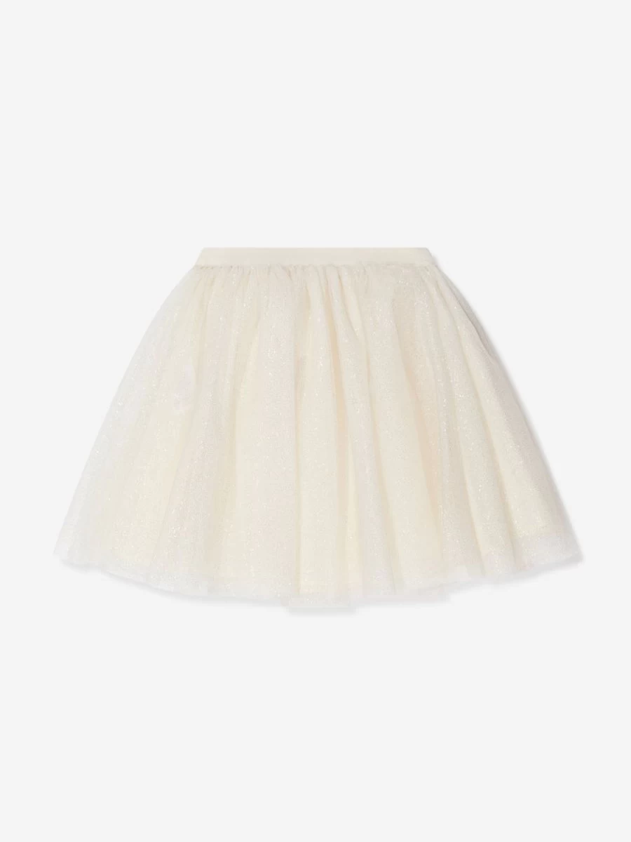 Bonpoint Girls Ivory Tulle Skirt with Polka Dots - Elegant Pois Design