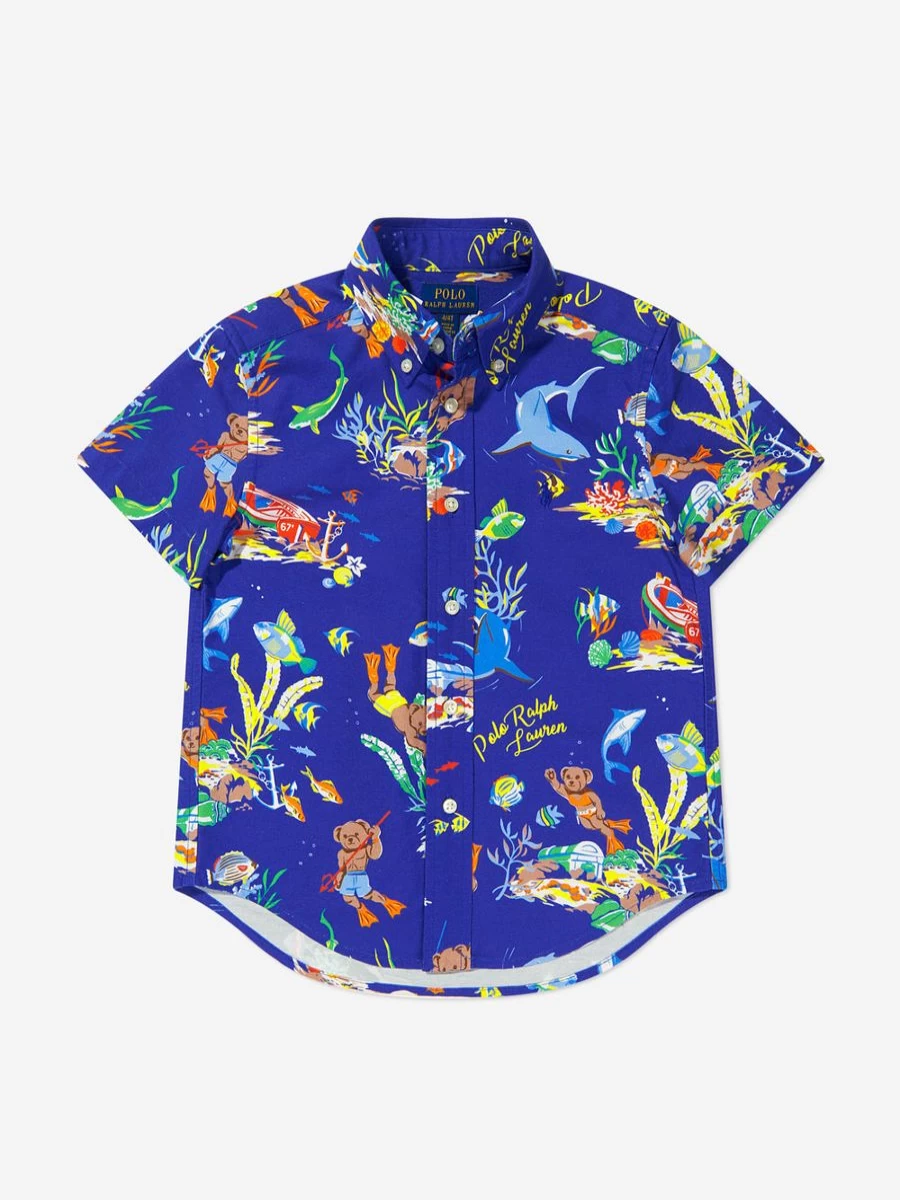 Ralph Lauren Kids Boys' Blue Short Sleeve Casual Shirt