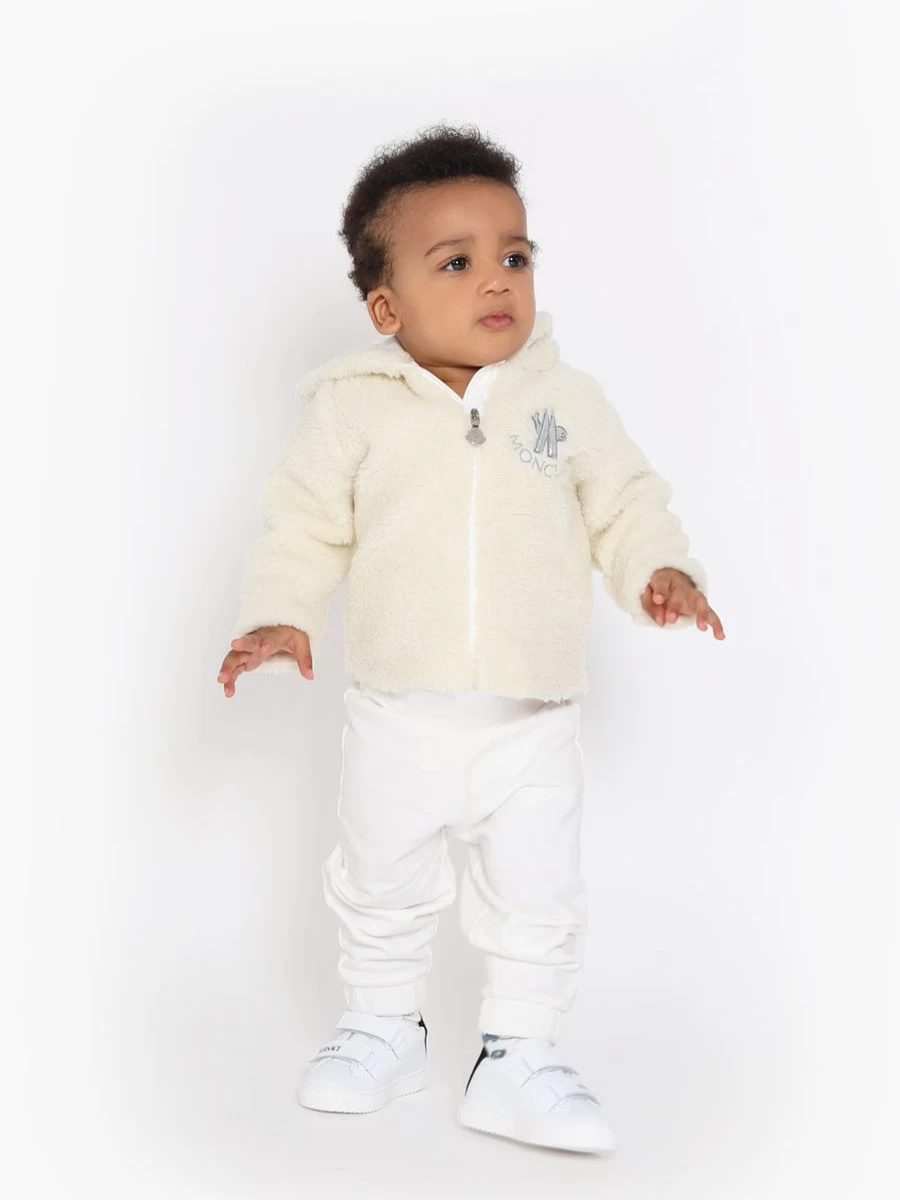 Moncler Enfant Boys Ivory Faux Fur Zip-Up Hoodie and Pants Set