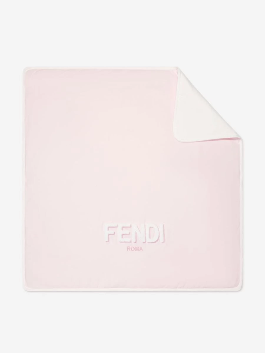 Fendi Kids Baby Girls Pink Logo Blanket - Soft Luxury Blanket for Infants