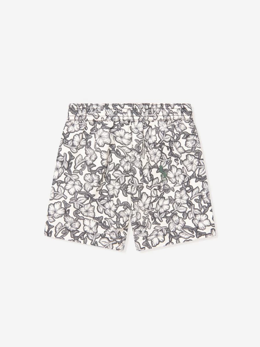 Bonpoint Boys Black Floral Swim Shorts for Summer Beach Vacation