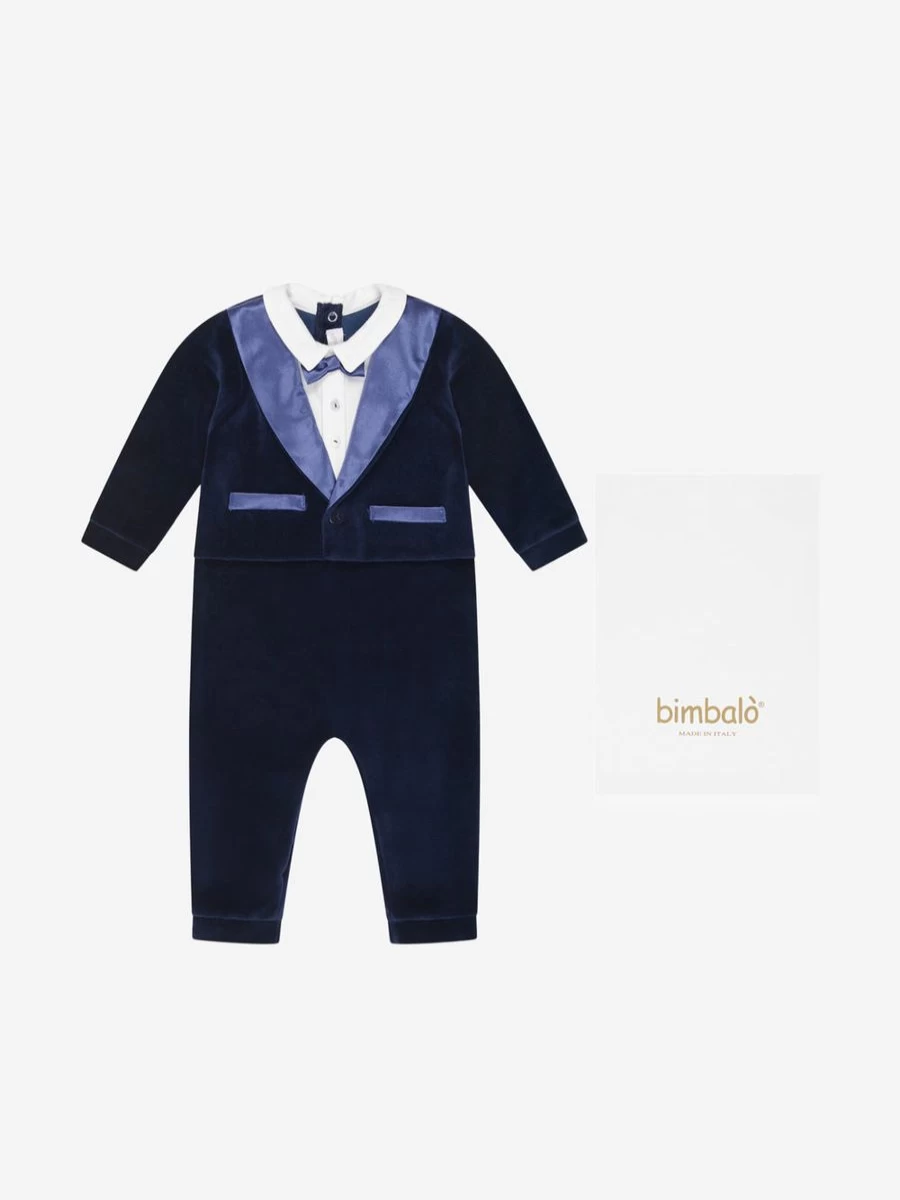 Bimbalo Boys Velour Romper Suit - Soft & Stylish Baby Outfit