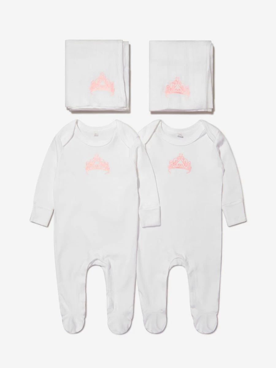 "Organic Cotton Baby Girl Crown Print Babygrow & Muslin Set by Cotton and Company"