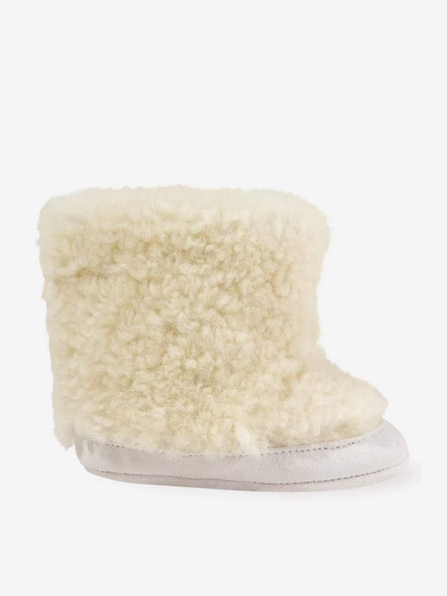 Versace Baby Ivory Sherling & Suede Boots for Infants