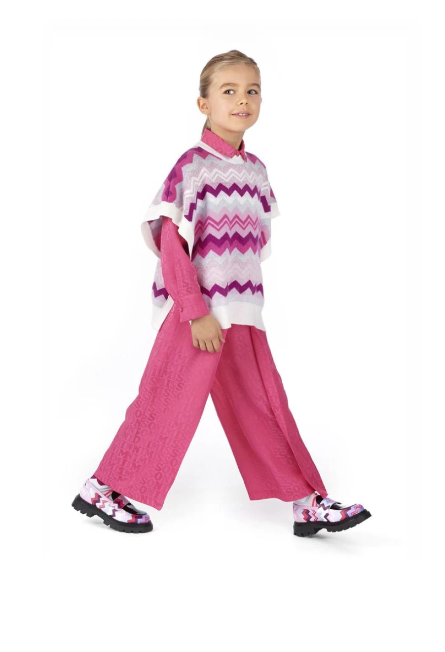 Missoni Teen Girls Pink Zigzag Knitted Vest - Trendy Crochet Sweater Top for Teens