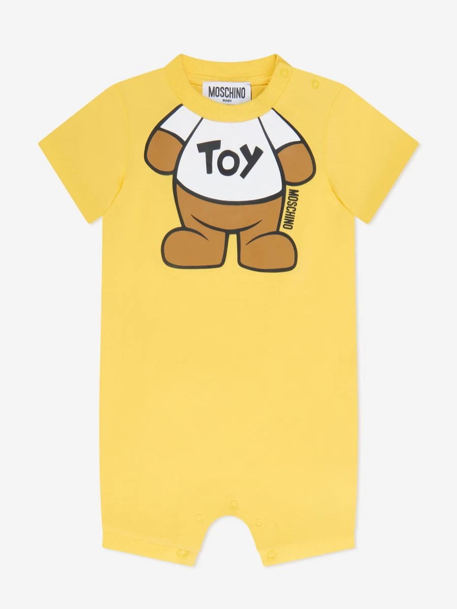 Moschino Kids Baby Yellow Teddy Bear Romper Onesie Outfit