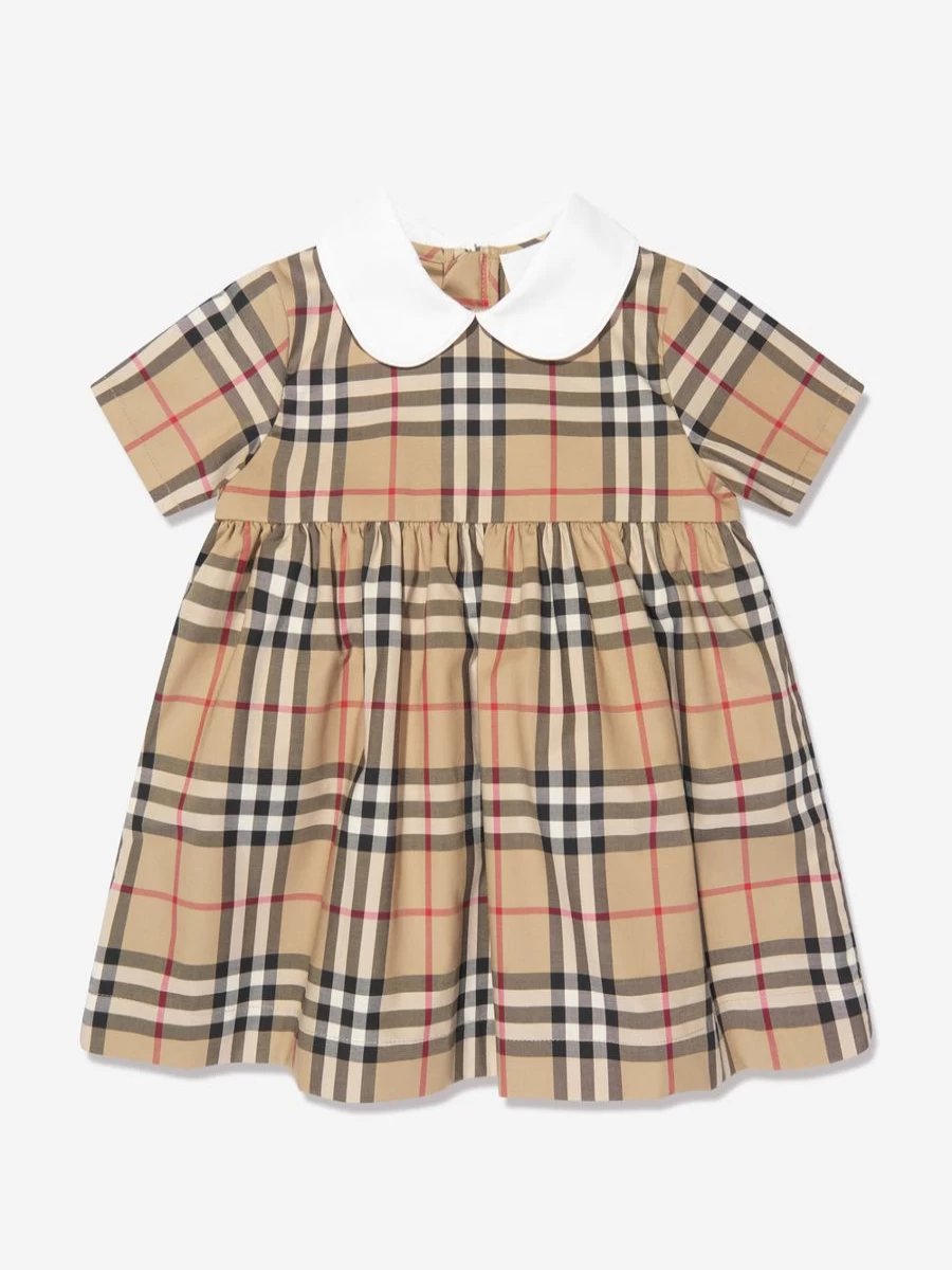 Burberry Kids Baby Girls Geraldine Check Dress in Beige - Classic Archive Design