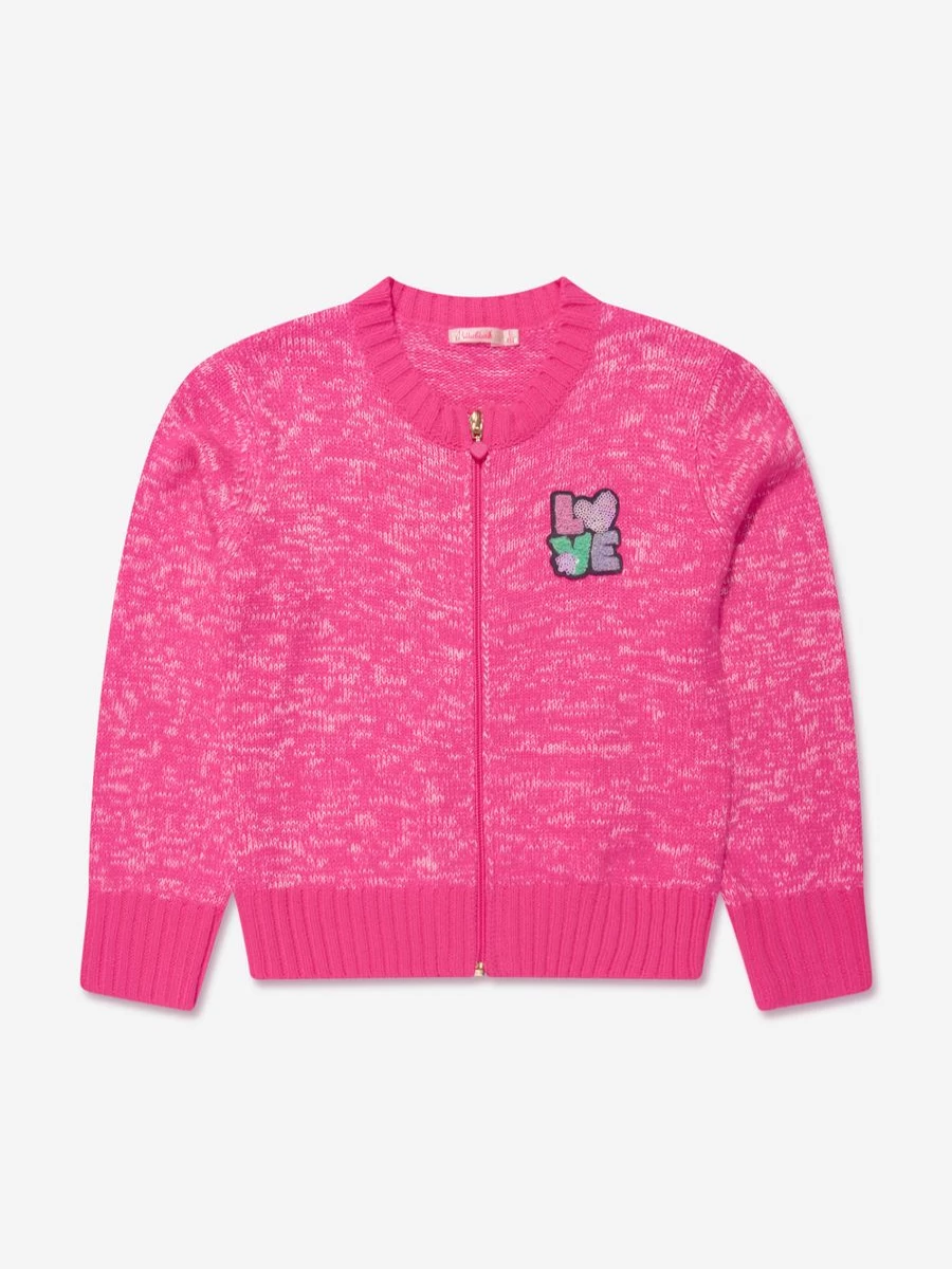 "Billieblush Girls Pink Knitted Cardigan – Soft & Stylish"