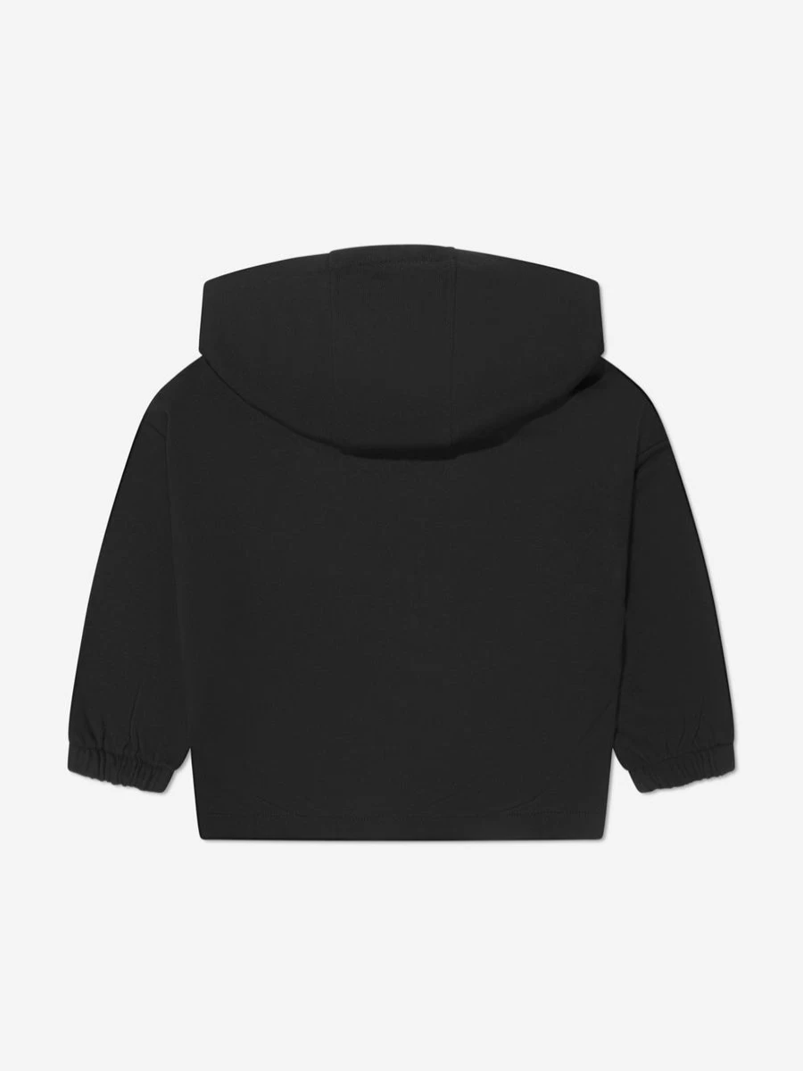 Emporio Armani Girls Black Sequin Logo Hoodie for Stylish Comfort