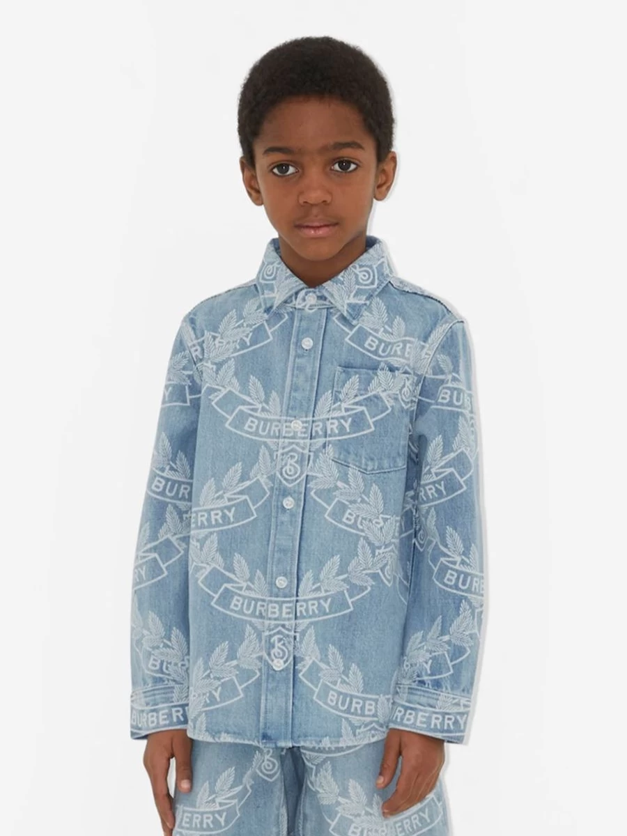 Burberry Kids Boys Blue Owen Crest Button-Down Shirt
