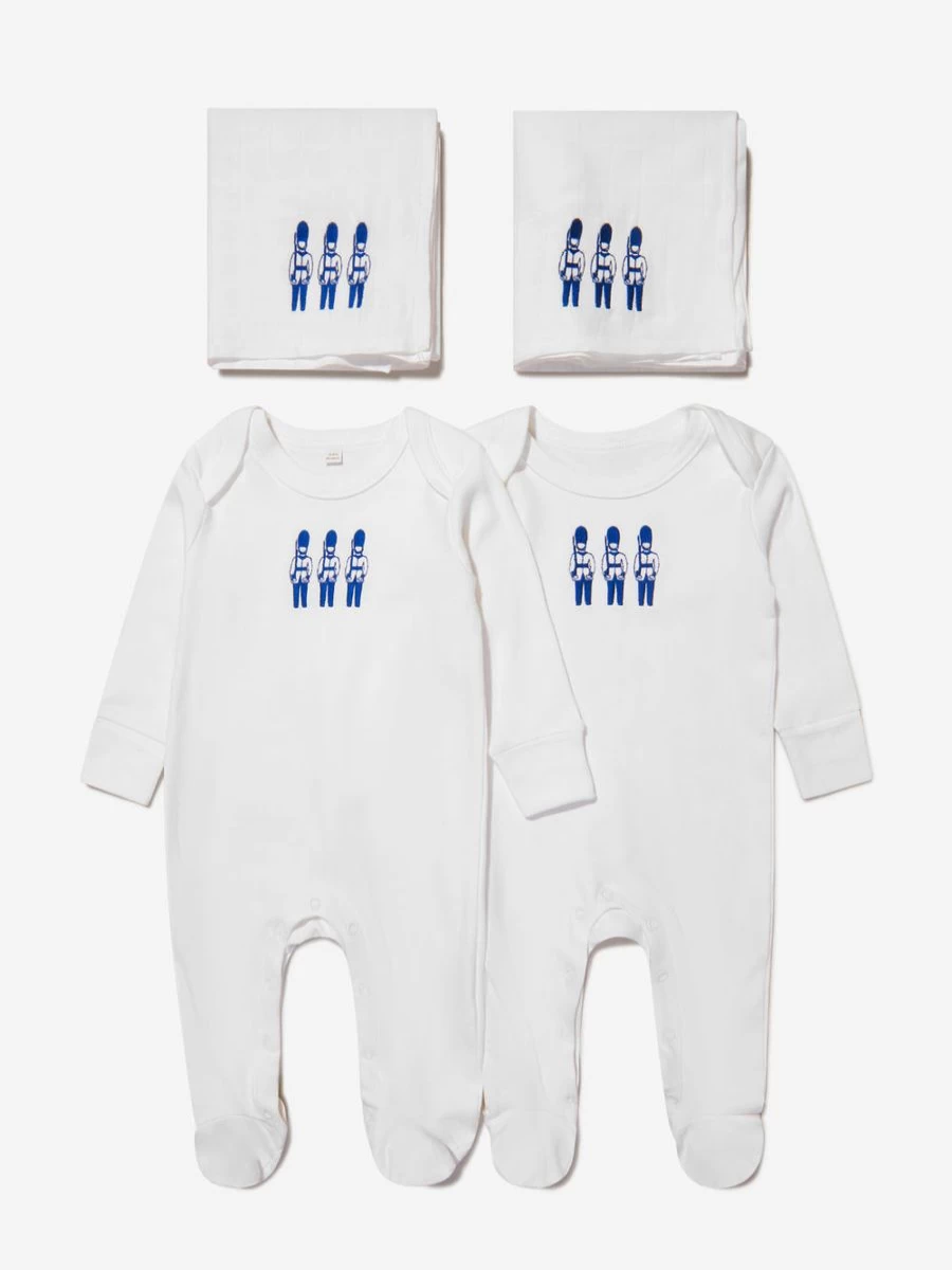 "Baby Boys Organic Cotton Guardsmen Babygrow & Muslin Set by Cotton and Company"